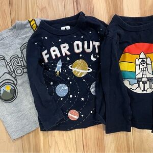 GAP Kids Space Adventure Long Sleeve Tees - Gray and Navy